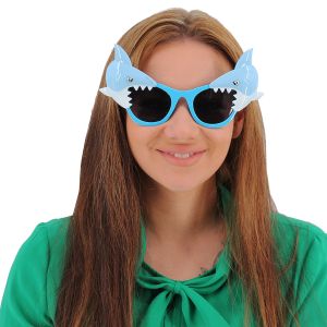 Light Blue Shark Eating The Frame Sunglasses 