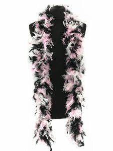 Luxury Liquorice Allsorts Mixed Pink, Black & White Feather Boa – 80g -180cm