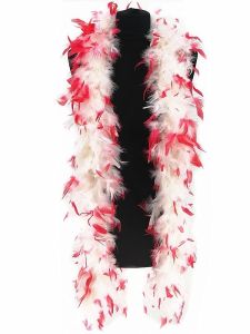 Luxury White Feather Boa with Red Tips 80g -180cm