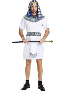 Male White Egyptian Pharaoh Fancy Dress Costume – One Size