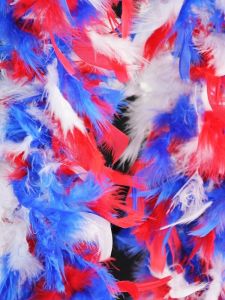 Luxury Mixed Blue, White & Red Feather Boa – 80g -180cm