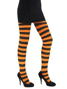 Adult Tights - Orange & Black Striped 