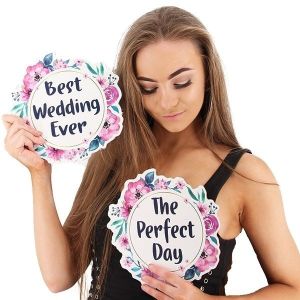 ‘The Perfect Day’ Flower Wreath Wedding Word Board Photo Booth Prop