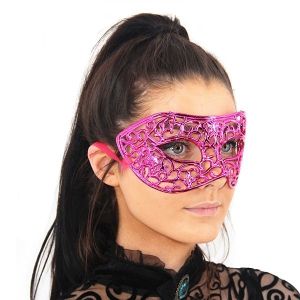 Shiny Butterfly Masquerade Mask in Dark Pink  