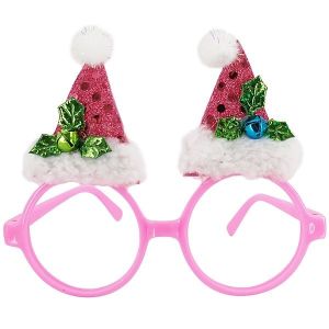 Pink Circle With Santa Hats Christmas Glasses