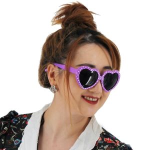 50’s Purple & White Polka Dot Heart Frame Glasses