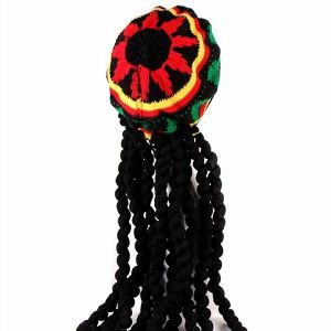 Rastafarian Knitted Braid Hat With Dreadlocks