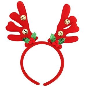 Red Bell Covered Reindeer Christmas Antlers 