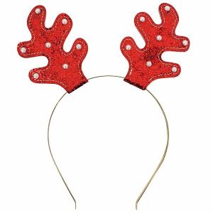 Red Glitter Deer Antlers Christmas Headband