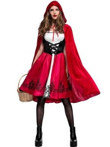 Sultry Hooded Red Cape and Dress Costume UK Size 10