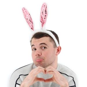 Furry Sequin Easter Bunny Ears Headband – Pink