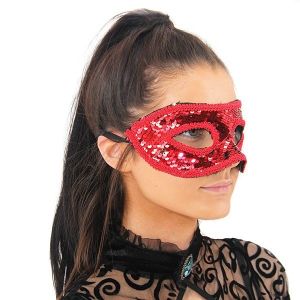 Sequin Masquerade Mask in Red   