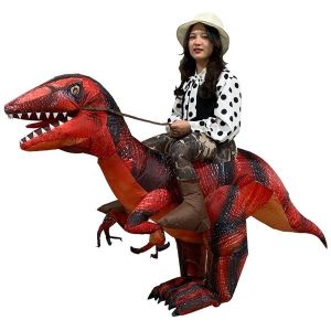 Ride A Scary Black & Red T-Rex Dinosaur Inflatable Fancy Dress Costume