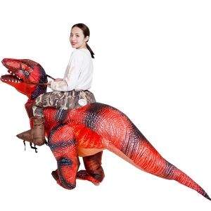 Ride A Scary Black & Red T-Rex Dinosaur Inflatable Fancy Dress Costume