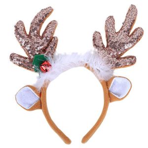 Rose Gold Glitzy Sequin Reindeer Antlers Headband