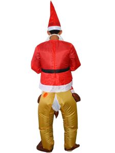 Rudolph Ride Inflatable Christmas Reindeer and Santa Illusion Festive Fancy Dress Costume