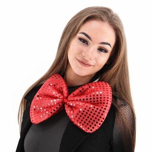 Giant Sequin Bow Tie in Red