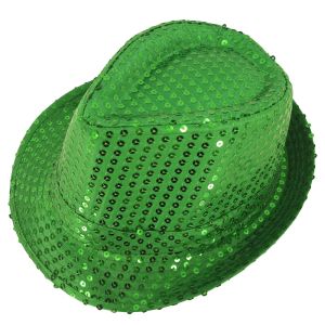 sequin green gangster hat 