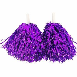 Set Of 2 Glitzy Cheerleader Pom Poms In Purple