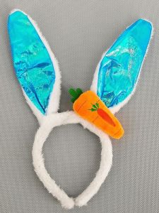 Shiny Carrot Easter Bunny Ears Headband In Blue