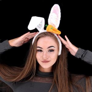 Shiny Carrot Easter Bunny Ears Headband In White