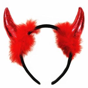 Shiny Red Devil Horns With Black Headband