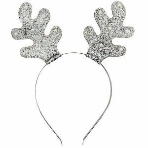 Silver Glitter Reindeer Antlers Christmas Headband