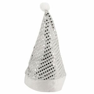 Silver Sequin Santa Christmas Hat 