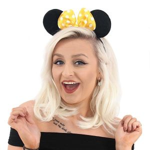 Mouse Style Ears and Yellow Spotty Bow