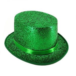 St Patricks Day Irish Emerald Green Glitzy Top Hat