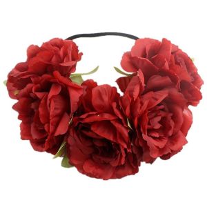 Stunning Wine Red Garland Flower Headband 