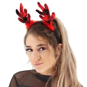 Tartan Reindeer Antlers Headband 