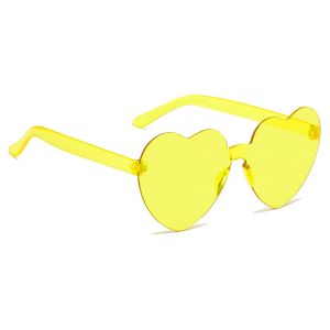 Heart Shaped Frameless Transparent Party Glasses - Yellow