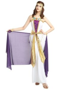 White & Purple Egyptian Goddess Fancy Dress Costume - One Size