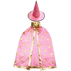 Wizard Witches Hat & Cloak Set In Pink