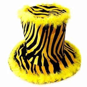 Yellow Tiger Print Feathered Hat