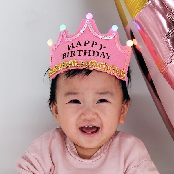 Pink Happy Birthday Crown LED Light Up Tiara