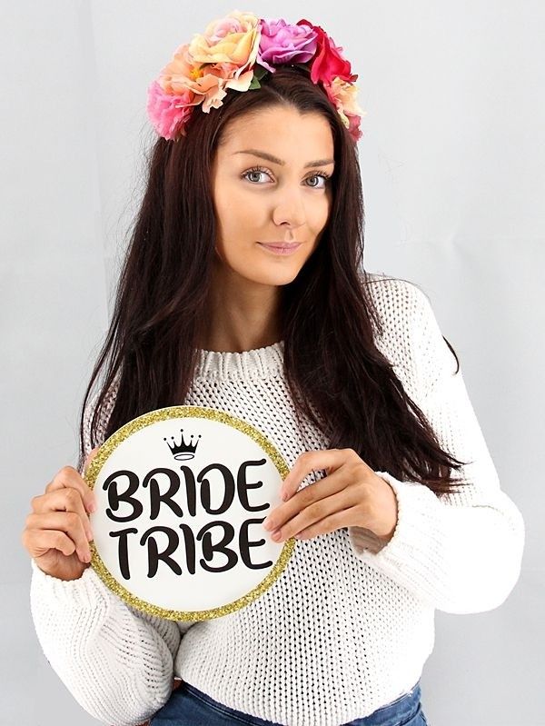 Bride Tribe & Party Animal, Double-Sided PVC Round Photo Booth Word Board  Signs