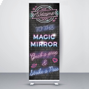 Dark Brick Wall Neon Lights Style ‘Magic Mirror’ Pop Up Roller Banner