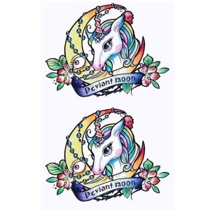 Unicorn Moon Medium Temporary Tattoo Body Art Transfer No. 886