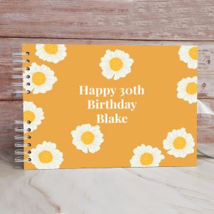 Custom Bright and Cheerful Yellow Floral Guest Book with Different Page Options-No. 135
