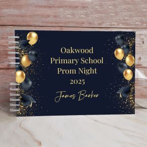 Custom Chic Deep Blue & Gold Festive Guest Book with Different Page Options-No. 126