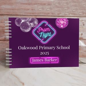Custom Purple and Blue Neon Prom Night Guest Book with Different Page Options-No. 127