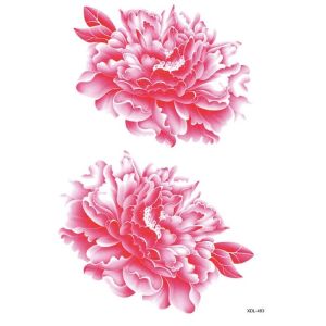 Pink Peony Rose Medium Temporary Tattoo Body Art Transfer No. 20