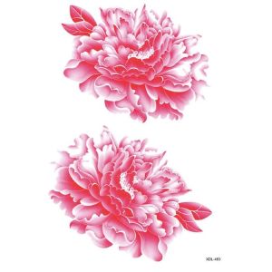 Pink Peony Rose Medium Temporary Tattoo Body Art Transfer No. 20