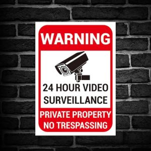 ‘WARNING' '24 HOUR VIDEO SURVEILLANCE’ Warning Sign. Tough, Durable and Rust-Proof Weatherproof PVC Sign for Outdoor Use, 210MM X 148MM. No 020