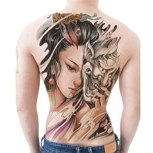 Behind the Mask Full Back Temporary Tattoo Body Art Transfer No. 50