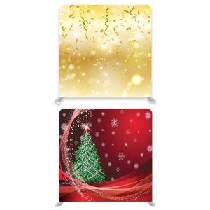 8ft*8ft Party Streamers And Red Snowy Green Xmas Tree Backdrop, With or Without Tension Frame  