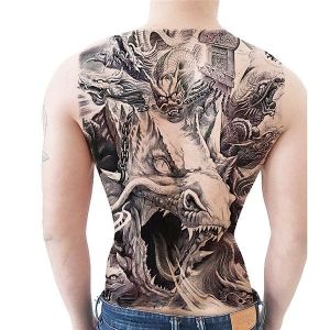 Nine Headed Chinese Dragon Full Back Temporary Tattoo Body Art Transfer No. 81