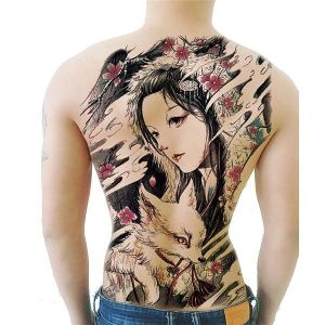 Foxy Lady Full Back Temporary Tattoo Body Art Transfer No. 91